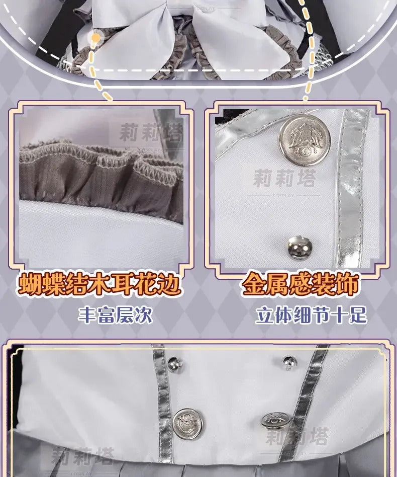 Shusheng-R Tokisaki Kurumi Nightmare Cosplay DATE A LIVE The White Queen Costume Halloween Party Lolita Dress Wig Props Women's Sweet Set