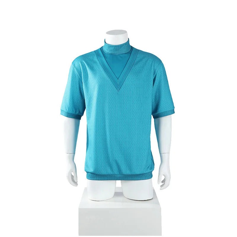 Steve Movie Cosplay Costume Halloween Carnival casual blue short sleeved men's and women's fashionable T-shirt