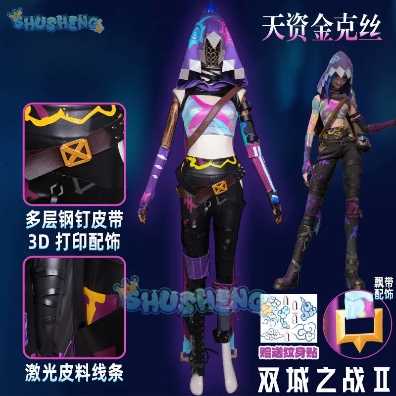 LoL Arcane:League of Legend Jinx Cosplay Costume Uniform Halloween Carnival Party Christmas Play Role Clothes Clothing Shusheng