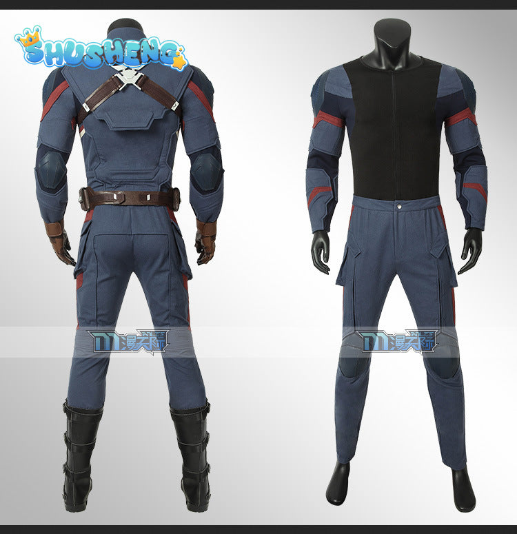 Film Avengers:Endgame Cosplay Captain America Complete set of combat clothing props jumpsuit for sale in stock