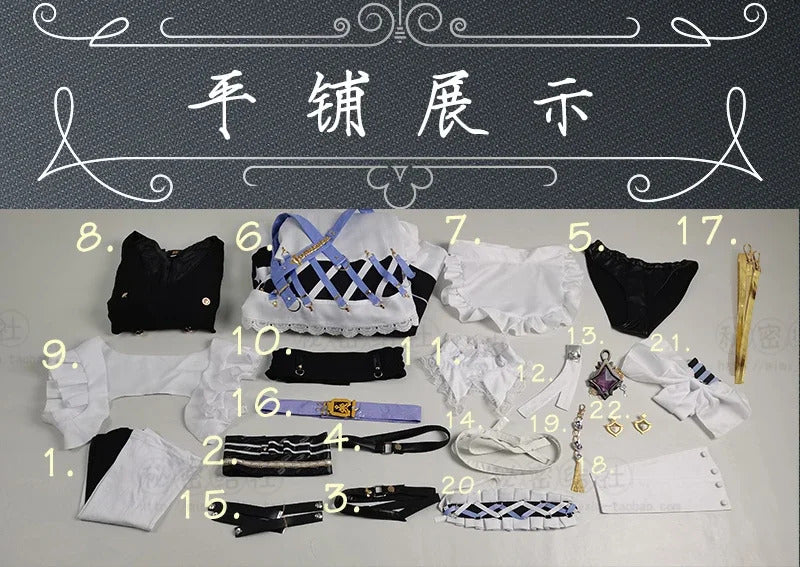 Game Nu: Carnival Blade Cosplay Costume Halloween Carnival Sweet Maid Dress Accessories Prop Set Woman Man Lolita Blade Uniform