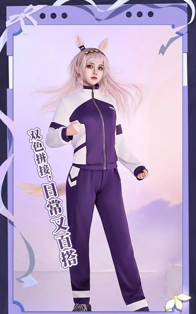Shusheng-R Oguri Cap Anime Uma Musume Cinderella Gray Cosplay Costume Wig Sportswear Headwear Tail Halloween Party Women Girls casual set