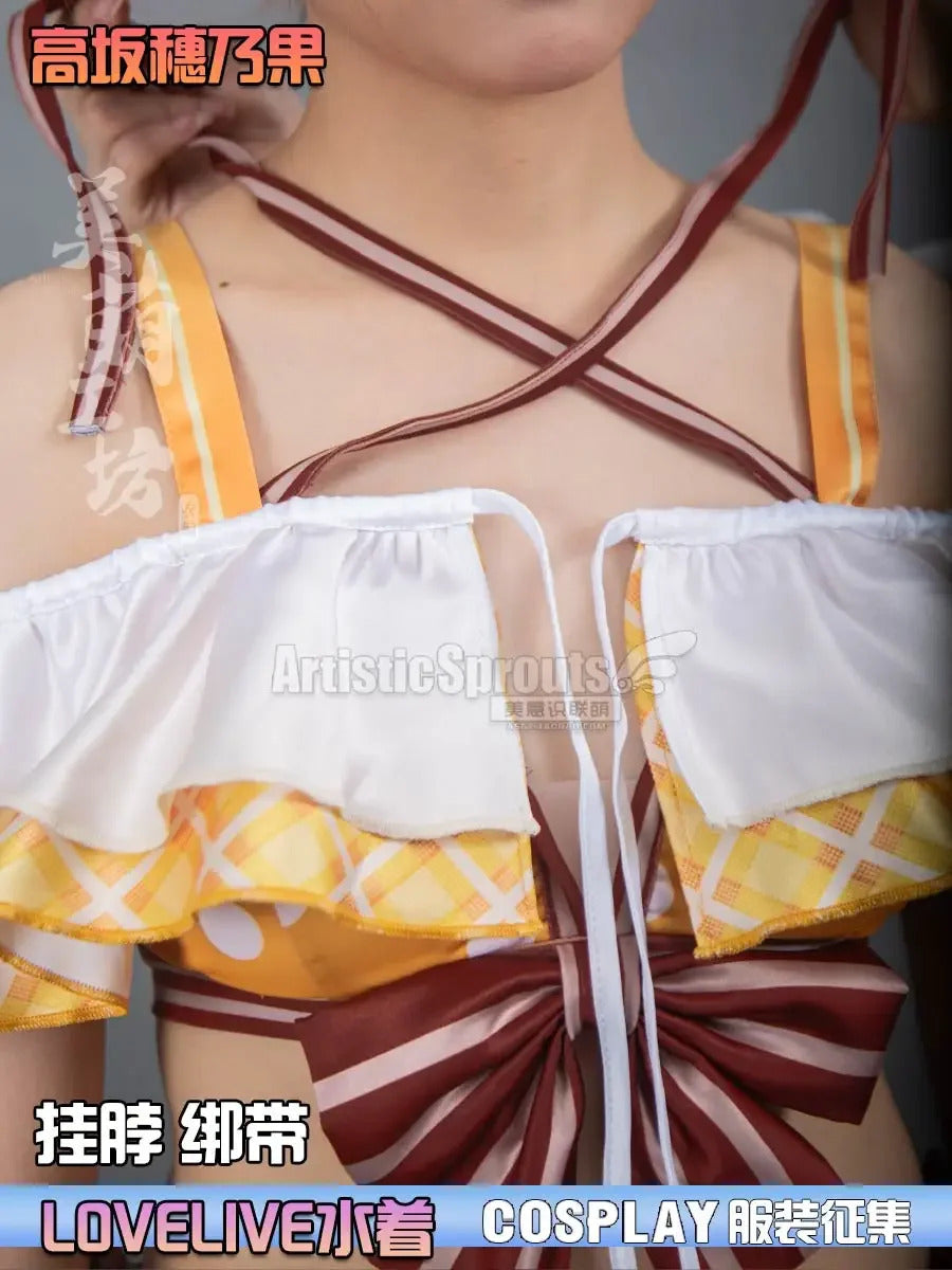 Honoka Kousaka Anime LoveLive! Cosplay Costume Women Halloween Party Sweet Top Skirt Headwear Set Summer Vacation Beach swimwear