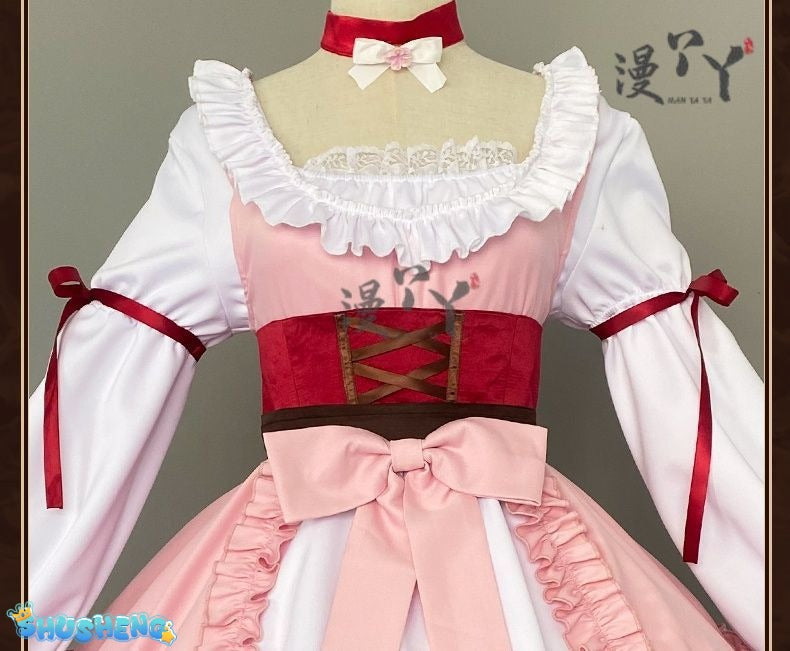 Honkai Impact 3 Cosplay Elysia Blossoming Spring Dress Lolita Cosplay Costume With Bow Game Halloween Costume