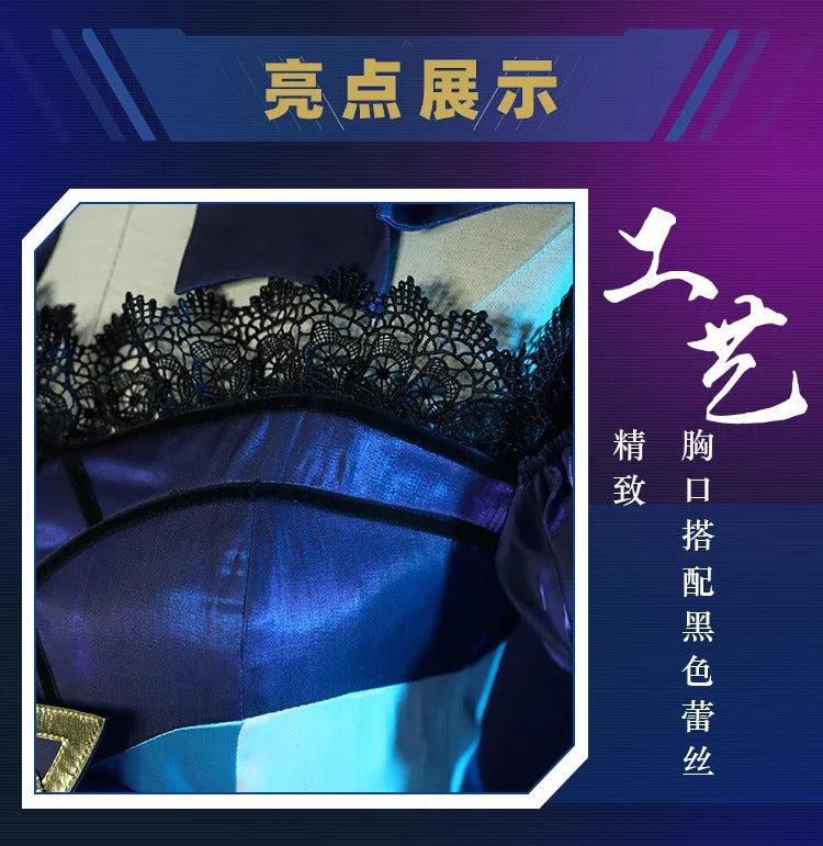 Shusheng-R LOL Gwen Cosplay Costume Dark Gothic Style Ruined Doll Outfit League Legends Cos Women Halloween Party Dress Custom
