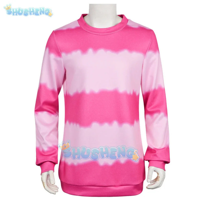 Anime KPop Demon Hunters Saja Boys Baby Saja Cosplay Costume Pink Striped Long Sleeves Uniform Halloween Party for Women Men
