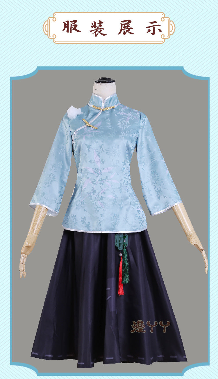 Identity V Qi Shiyi Antiquarian Game Suit Cheongsam Uniform Cosplay Costume Halloween Party Outfit Women