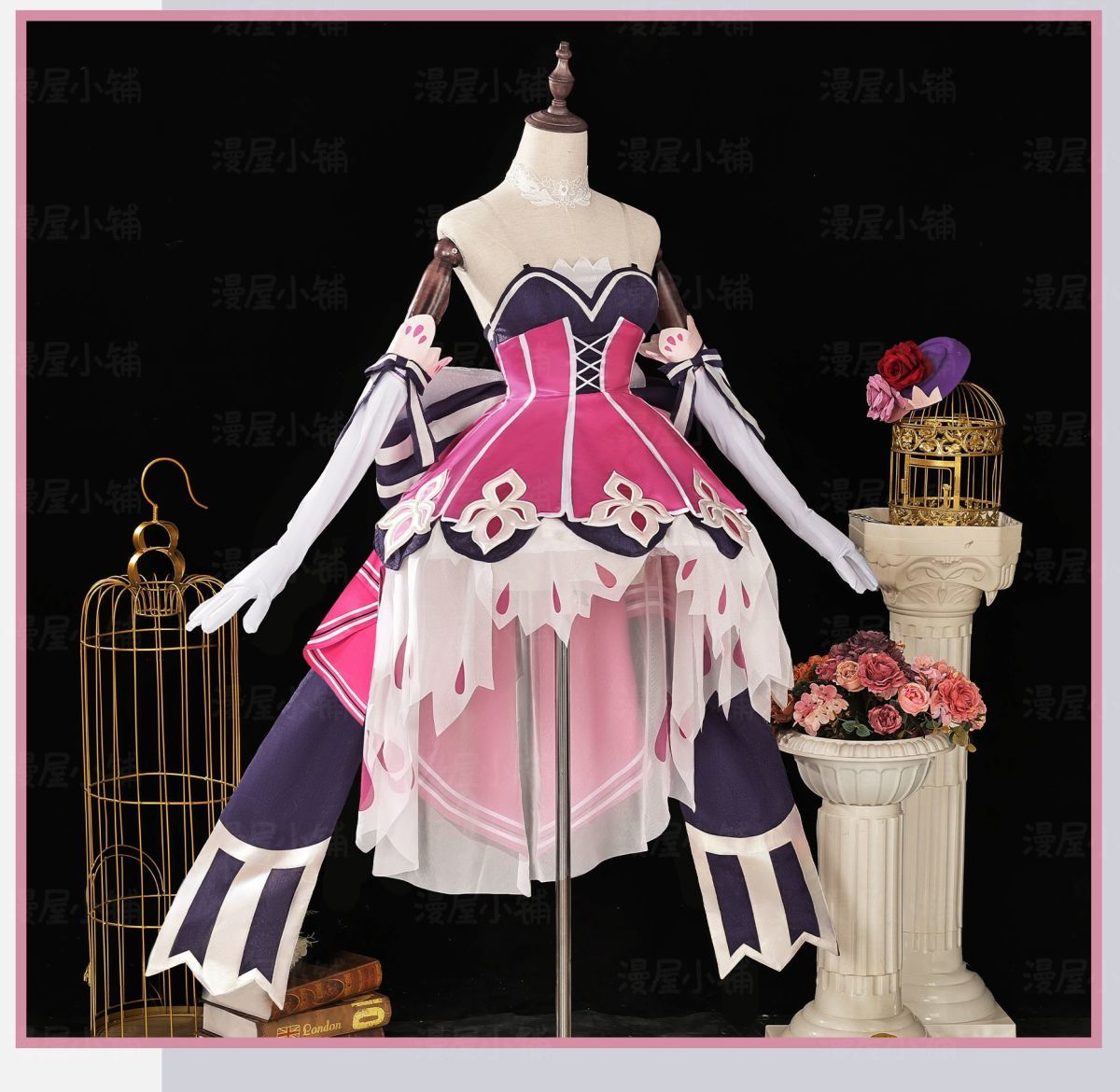 Honor of Kings Wang Zhaojun Epic Skin Anime-style Games Cosplay Costume Idol Singer Pink and Purple Dress Anime-style Games