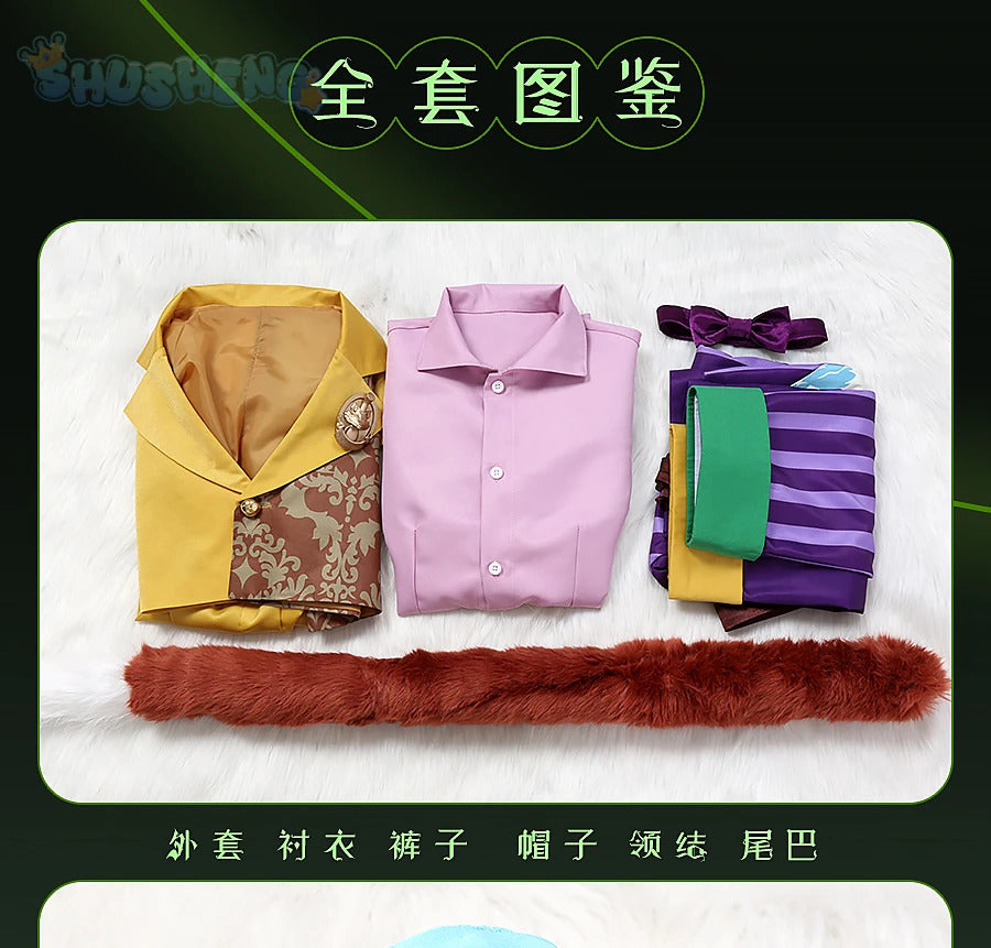 Game Twisted Wonderland Cosplay Gidel playfulland Costume hat, tail, Coat, Halloween party handy Woman Men Gidel uniform