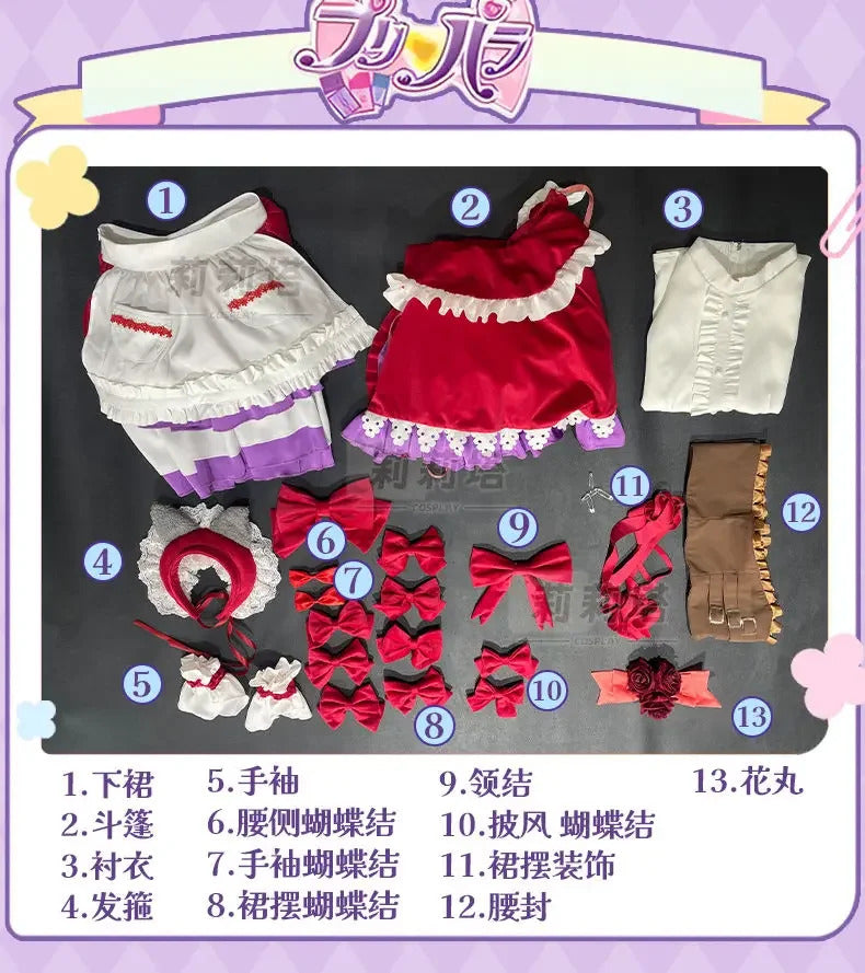 Manaka Laala cosplay 10th Anniversary Christmas red lolita dress Anime Pripara costume party gift girl accessories sweet new set