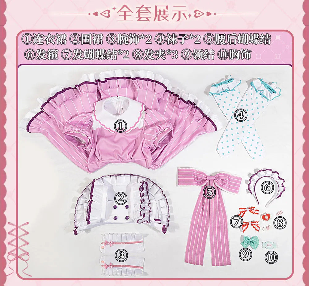 LoveLive!Superstar!!Uehara Ayumu Ruby Kurosawa Wakana Shiki Cosplay Costume Socks Apron Tie Hair Clip Wig Halloween Maid Set
