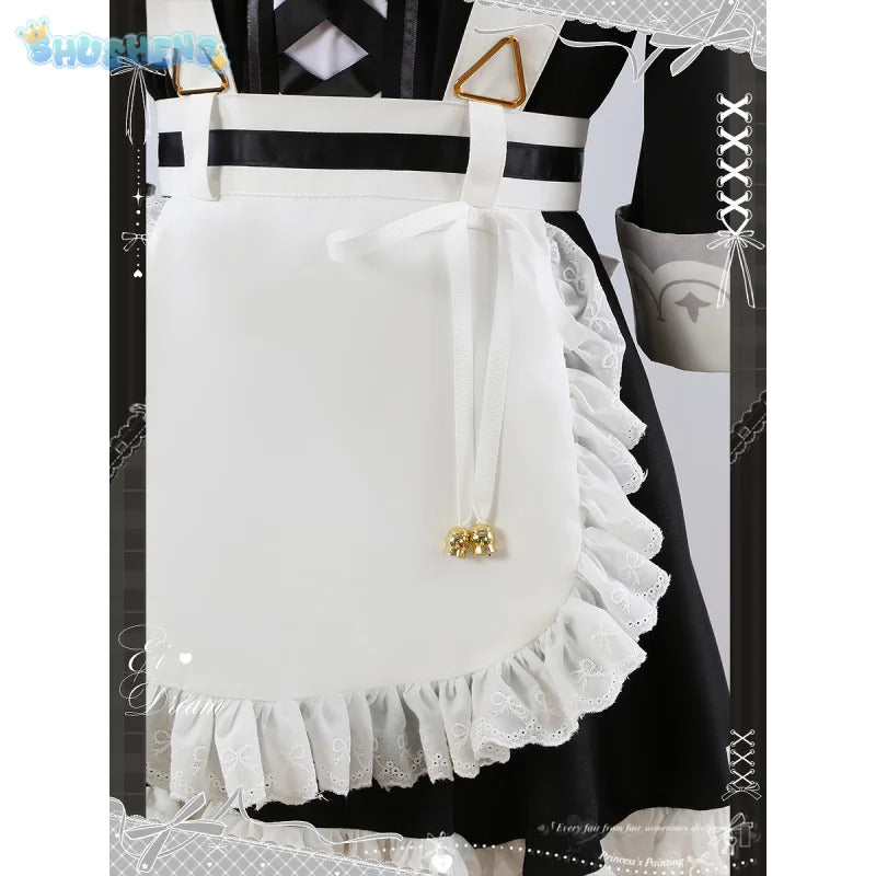 Game Nu: Carnival Eiden Cosplay Costume Sweet Maid Dress Halloween Carnival Lolita Uniform Accessories Prop Woman Man Eiden Set