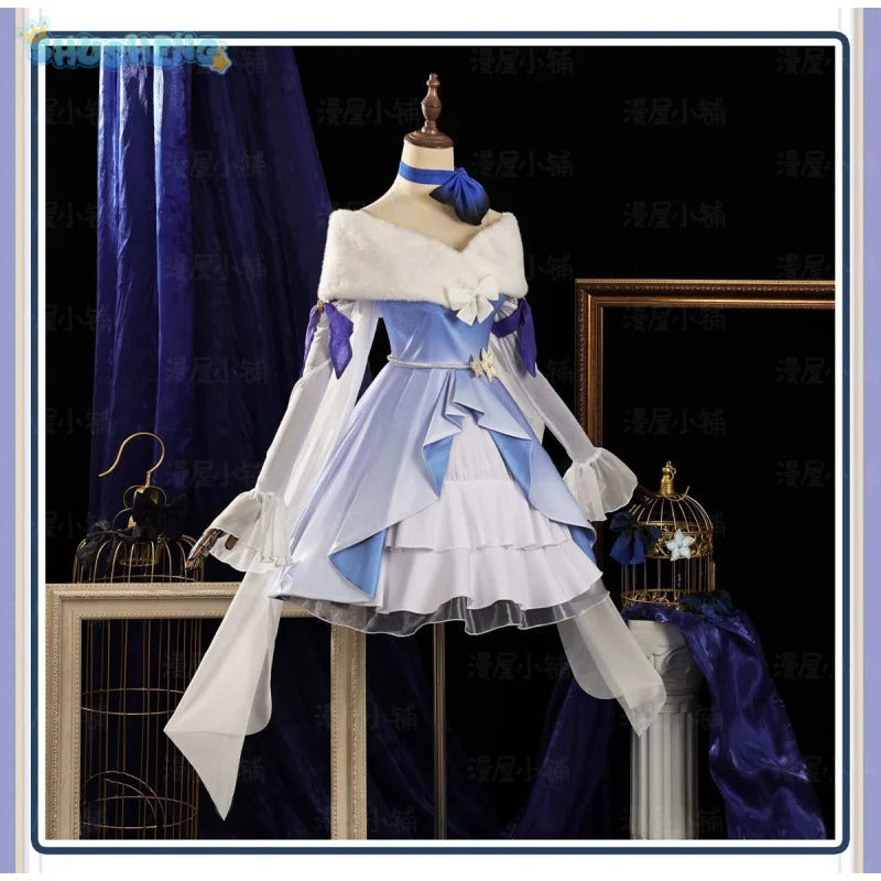 Shusheng-N Game Genshin Impact Keqing Cosplay Costume Halloween Carnival Sweet Lolita Dress Props Wig Accessories Women's New Keqing Set
