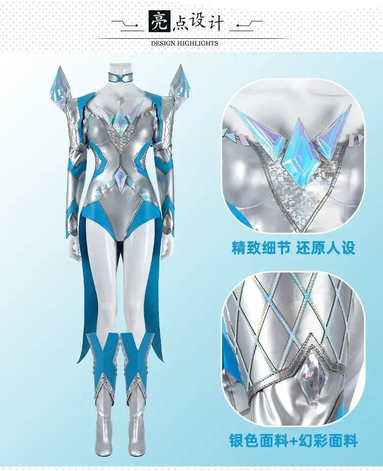 White Queen Emma Grace Frost Rivals cosplay costume High quality women fantasy jumpsuit shoes props shoulder armor Halloween set