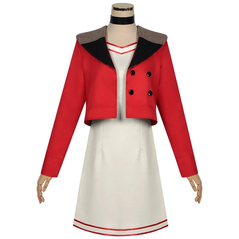 Anime dandadan Momo Ayase cosplay red costume coat dress socking earrings Hallowmas carnival play role clothes clothing