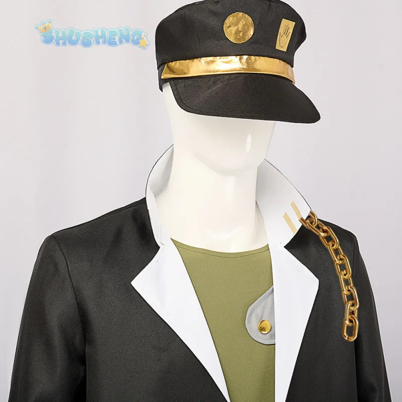 Anime JoJo's Bizarre Adventure Kujo Jotaro Cosplay Costume Hat vest coat belt Halloween carnival Woman man full set uniform