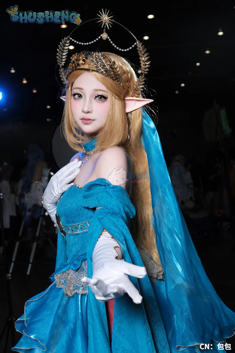 Zelda Cosplay Costume Halloween party wig Elf ears Accessories gorgeous cute Lolita dress Zelda princess Woman set