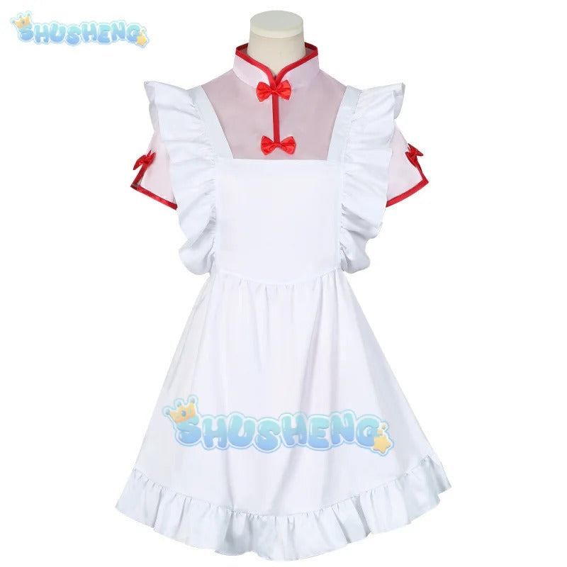 Anime Ranma 1/2 Shampoo Cosplay Costume Wig Dress Maid Uniform Cheongsam Headwear Ranma Saotome Halloween Party Women Girls Prop