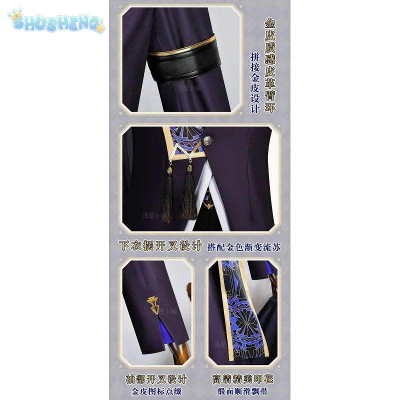 Shusheng-N Genshin Impact Cyno Cosplay Radiant Night Banquet Costume Coat pants belt necklace prop set Halloween fashion Cyno Men uniform
