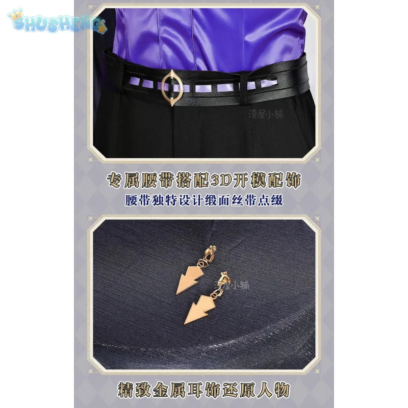 Shusheng-N Genshin Impact Cyno Cosplay Radiant Night Banquet Costume Coat pants belt necklace prop set Halloween fashion Cyno Men uniform