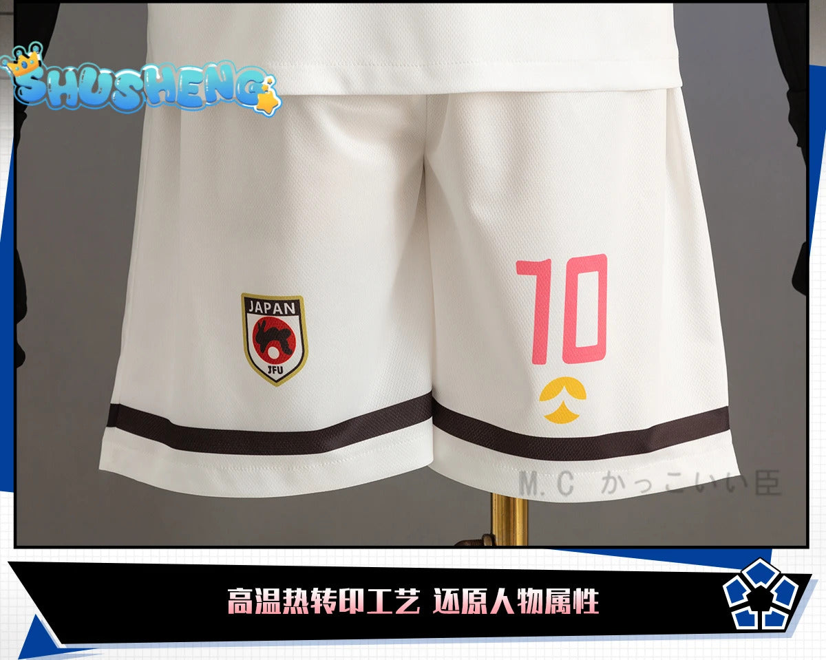 Anime Blue Lock Sae Itoshi Cosplay Costume Wig White Uniform Japan U-20 Team Football Jersey No.10 Sportswear Gloves Men Women