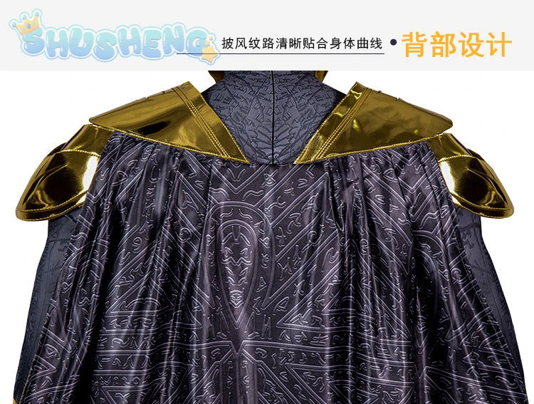 Movie Black Adam Cosplay Teth-Adam Costume Doctor Cos Fate Jumpsuit Headwear Cloak Halloween Party Men Combat Uniform Set