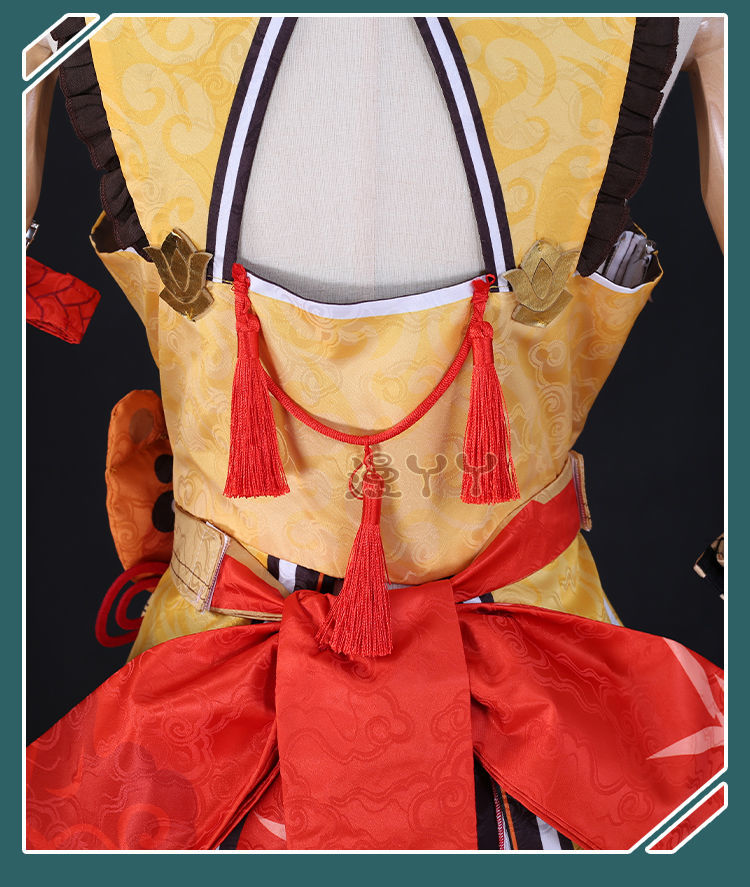 Xiangling Cosplay Game Genshin Impact Costume Wig for Cosplay Anime Halloween Head Chef Outfit Xiang Ling Full Set Include Dress