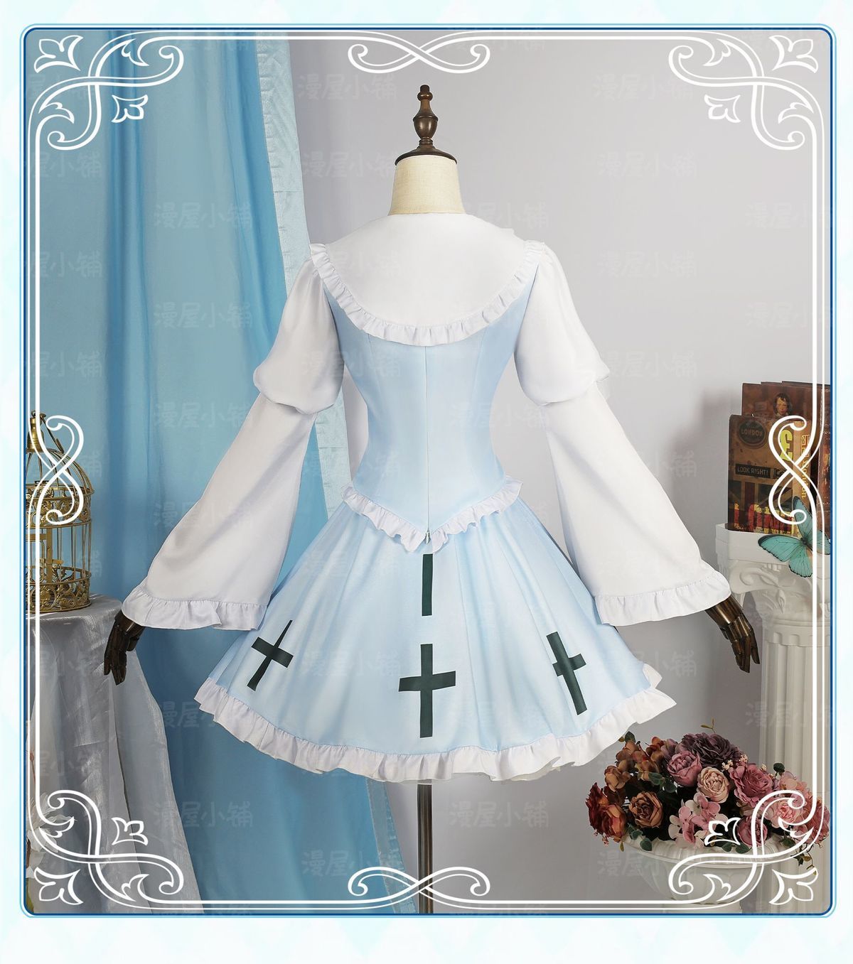 Tsukiyomi Utau Shugo Chara Cosplay Costume Mint Blue Gothic Lolita Dress with Wig For Hallowmas Christmas Role Play Women