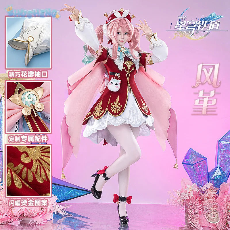Shusheng-R New Game Honkai: Star Rail Hyacine Cosplay Costume Halloween Carnival Sweet Lolita Dress Uniform Accessories Props Wig Woman Set