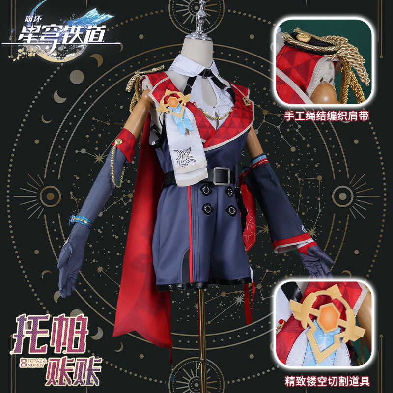 Topaz Cosplay Costume Honkai Star Rail Dress Headwear Full Set Outfits Carnival Party Gifts