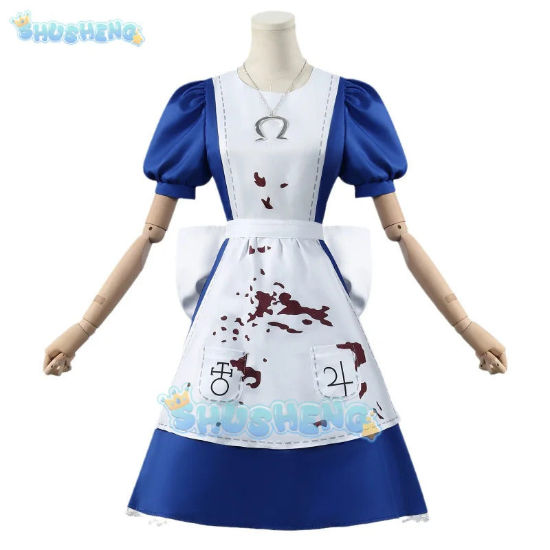 Anime Alice Princess Dress Maid Apron Dress Game Madness Returns Alice Cosplay Costume For Women Girls Halloween Party