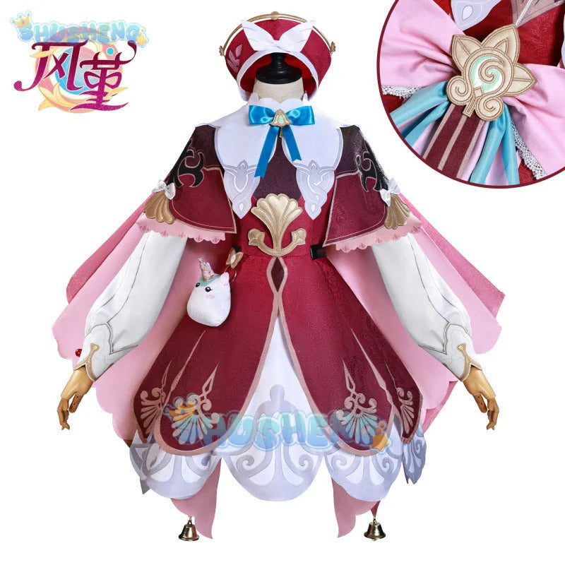 Shusheng-N Honkai Star Rail Hyacine Cosplay Costume Wig Dress Uniform Hat Amphoreus Halloween Party for Women Girls Carnival Props