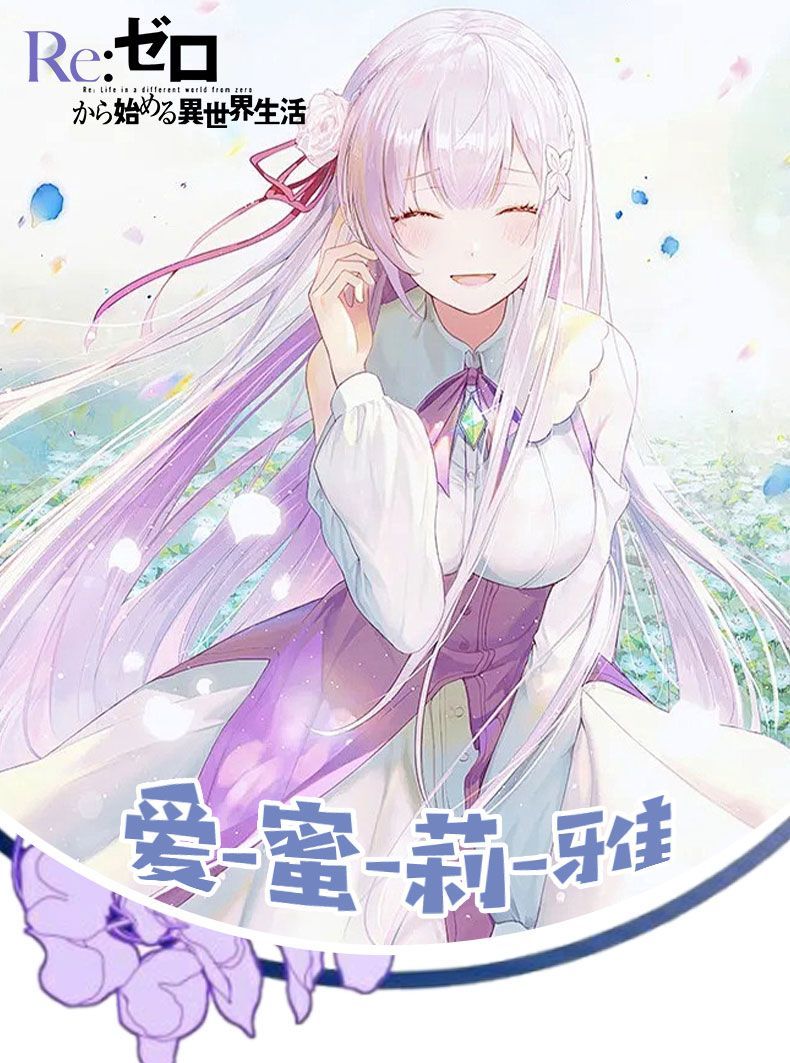Anime Re:Zero Emilia Cosplay Costume Wigs Suit Coser Halloween Party Role Play Outfit Dress