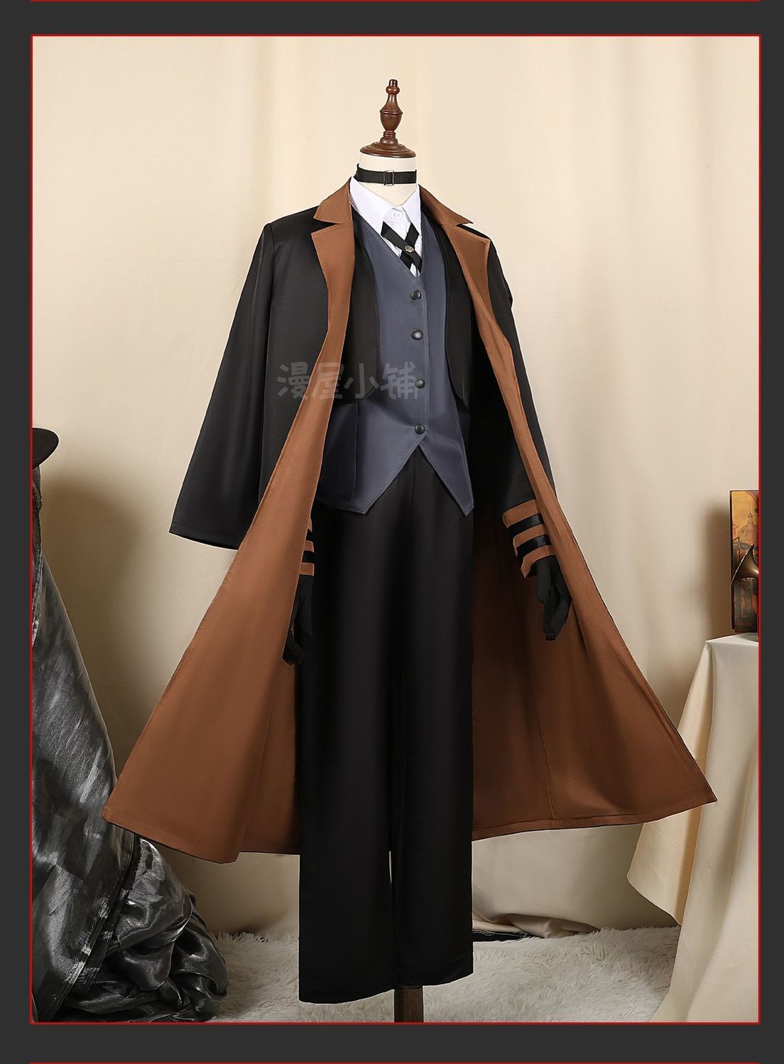 Nakahara Chuya Cosplay Costume Include Hat Uniform Trench Coat Pants Outfits Halloween Party for Comic Con
