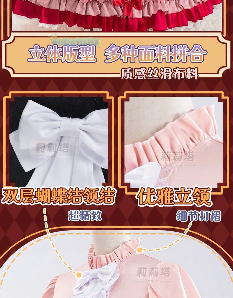 Victoric de Blois Cosplay costume Wig Anise Gosick Pink Dress Maid Lola Uniform Cloak hairpin Halloween Party Girls Women