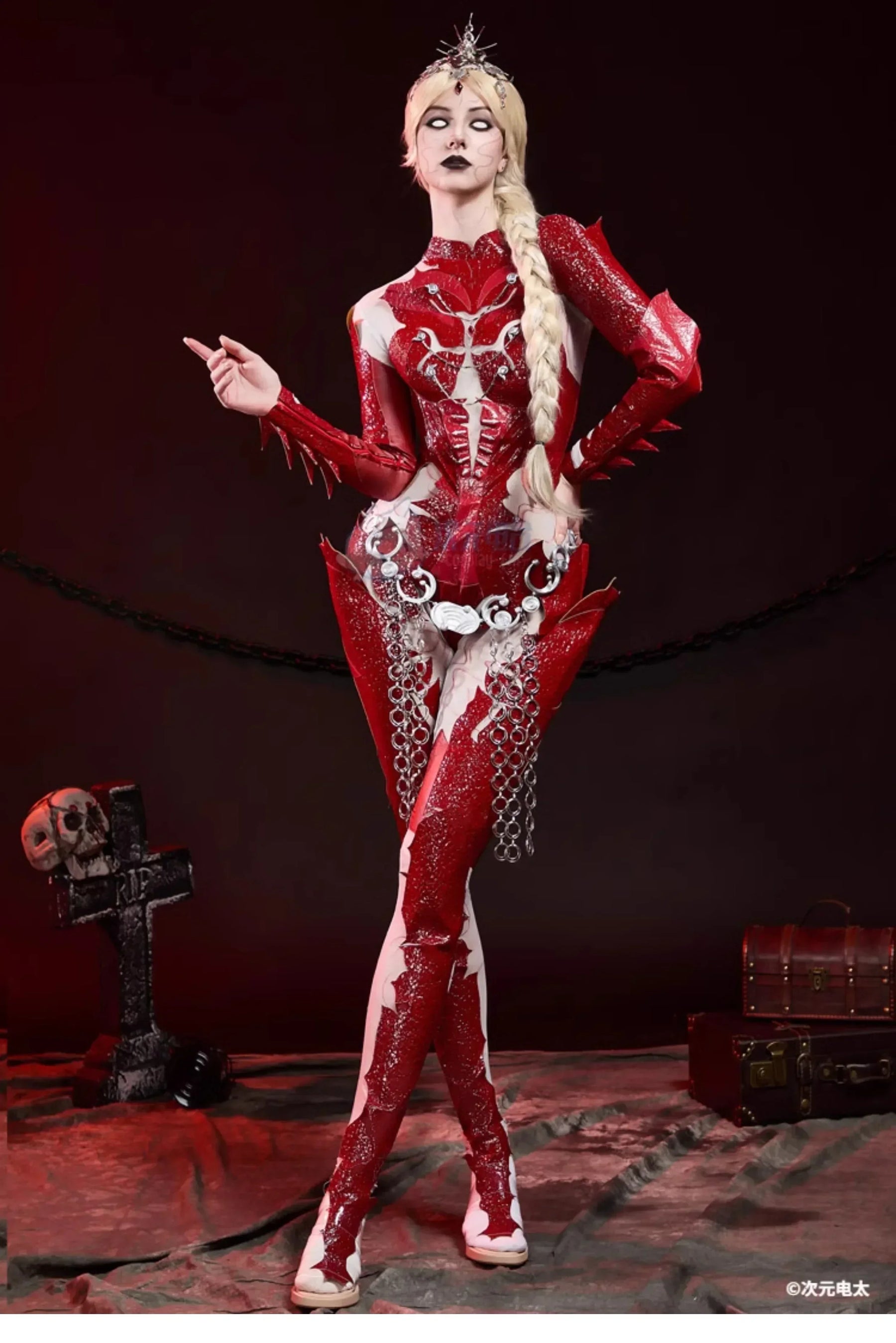 Orin The Red Baldur's Gate 3 Cosplay Costume Halloween party sexy leather blood red jumpsuit armor props wig uniform Woman set