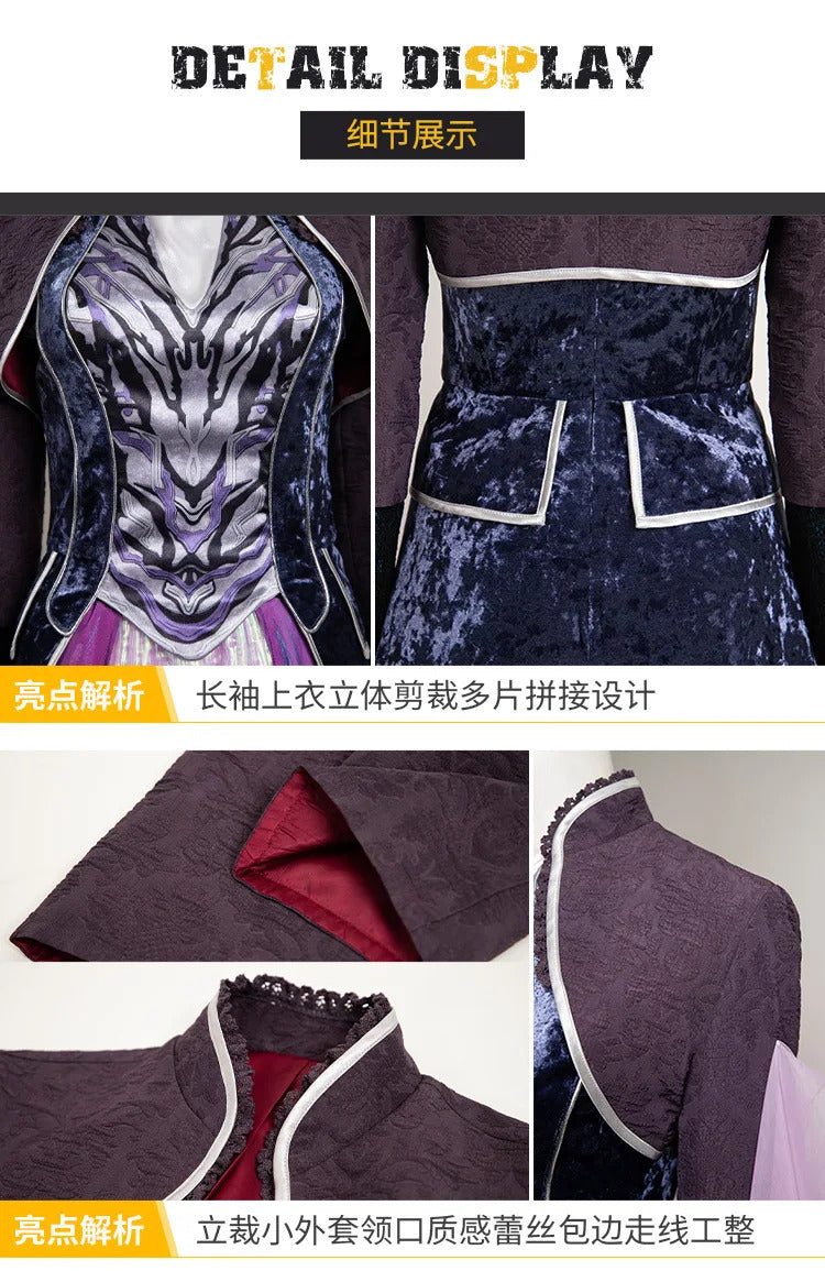 Movie Agatha Harkness Cosplay Agatha Cos All Along Costume New Elegant Dress Coat Shawl Accessories Set Christmas Party Full Set