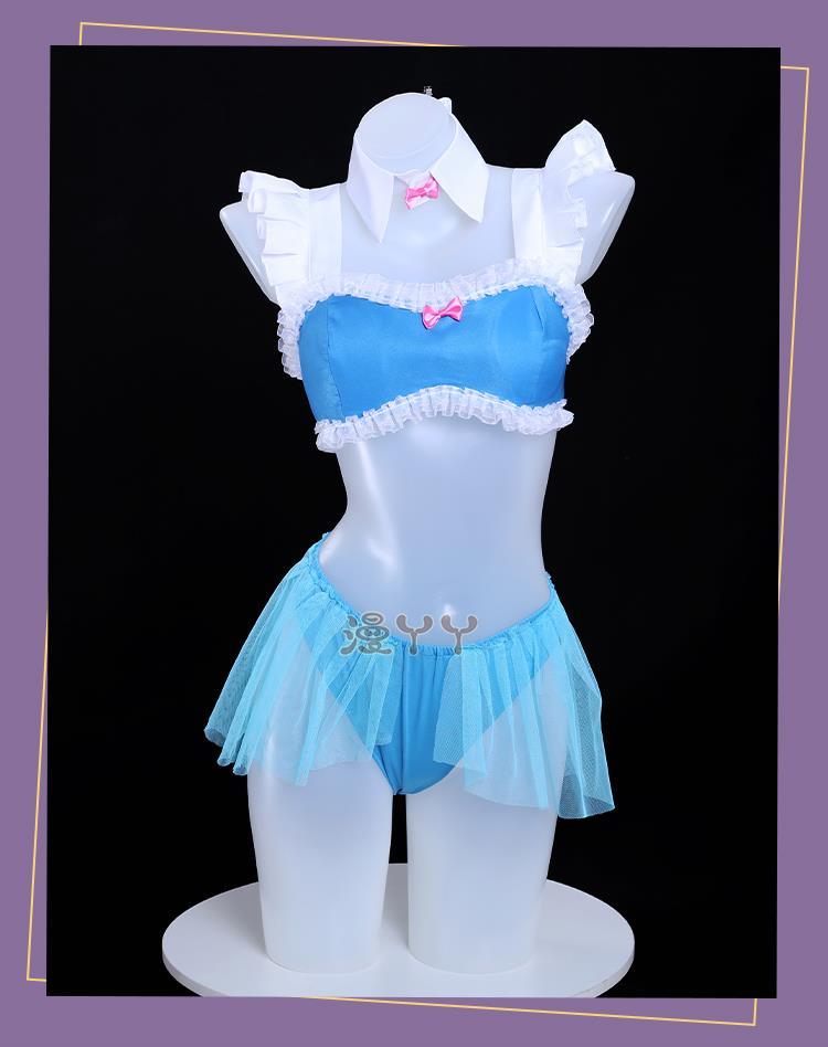Anime Re:Life in A Different World From Zero Rem Cosplay Costume Wig Swimsuit Skirt Adult Woman Sexy Summer Sand Party Suit