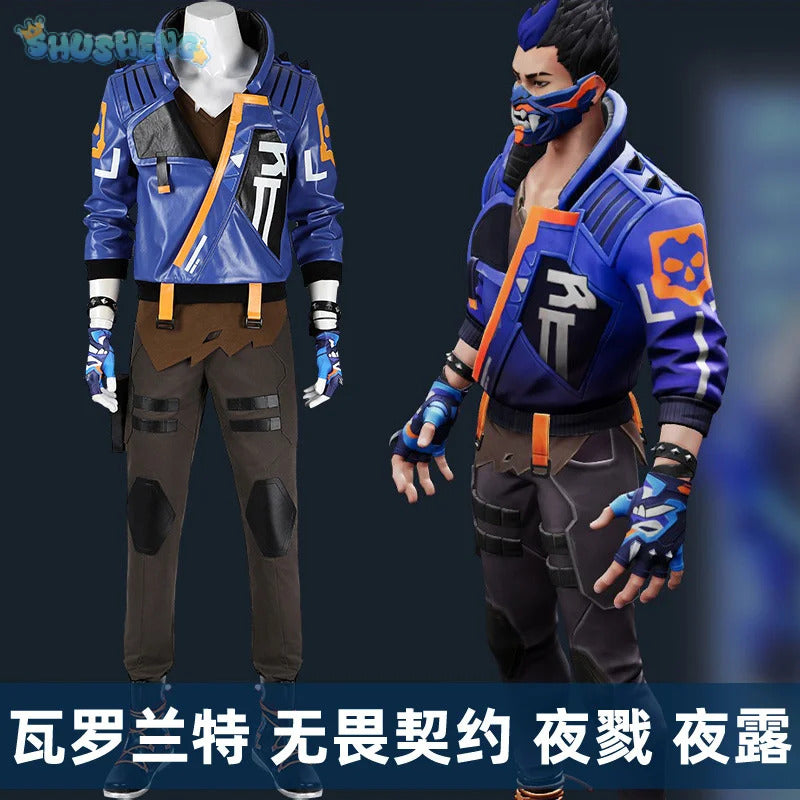 Shusheng-R Game Valorant Yoru Cosplay Men Costume Roleplay Fantasia Outfits Jacket Gloves Man Fancy Dress Up Party Clothes For Role Playing