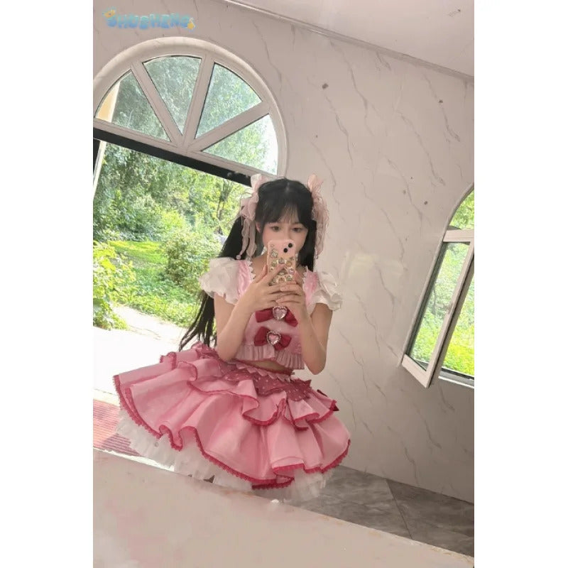 Hinamori Amu Anime Shugo Chara Cosplay Costume Wig skirt support accessories Halloween Christmas adult gift Cute Pink Lolita set