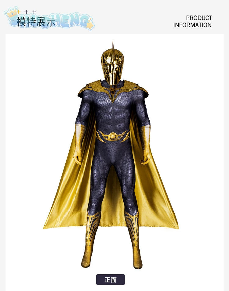 Movie Black Adam Cosplay Teth-Adam Costume Doctor Cos Fate Jumpsuit Headwear Cloak Halloween Party Men Combat Uniform Set