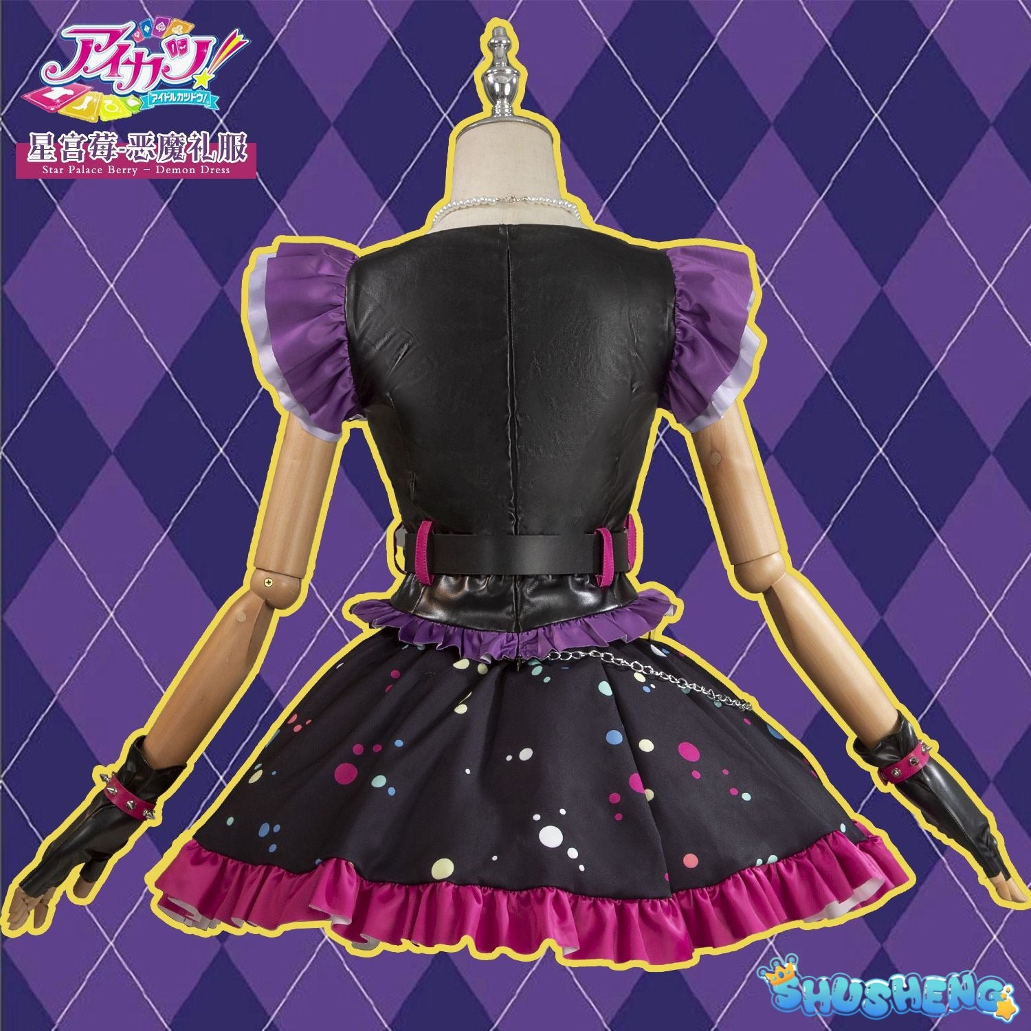 Anime Aikatsu! Hoshimiya Ichigo Cosplay Costume Sweet Devil Evening party Dress female Lolita in stock