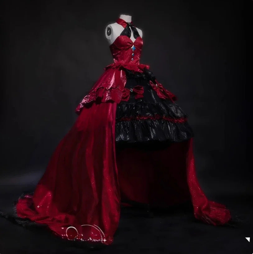 Carlotta Montelli Game Wuthering Waves cosplay costume Halloween Party Gorgeous Red Princess Dress Accessories Props Wig Uniform