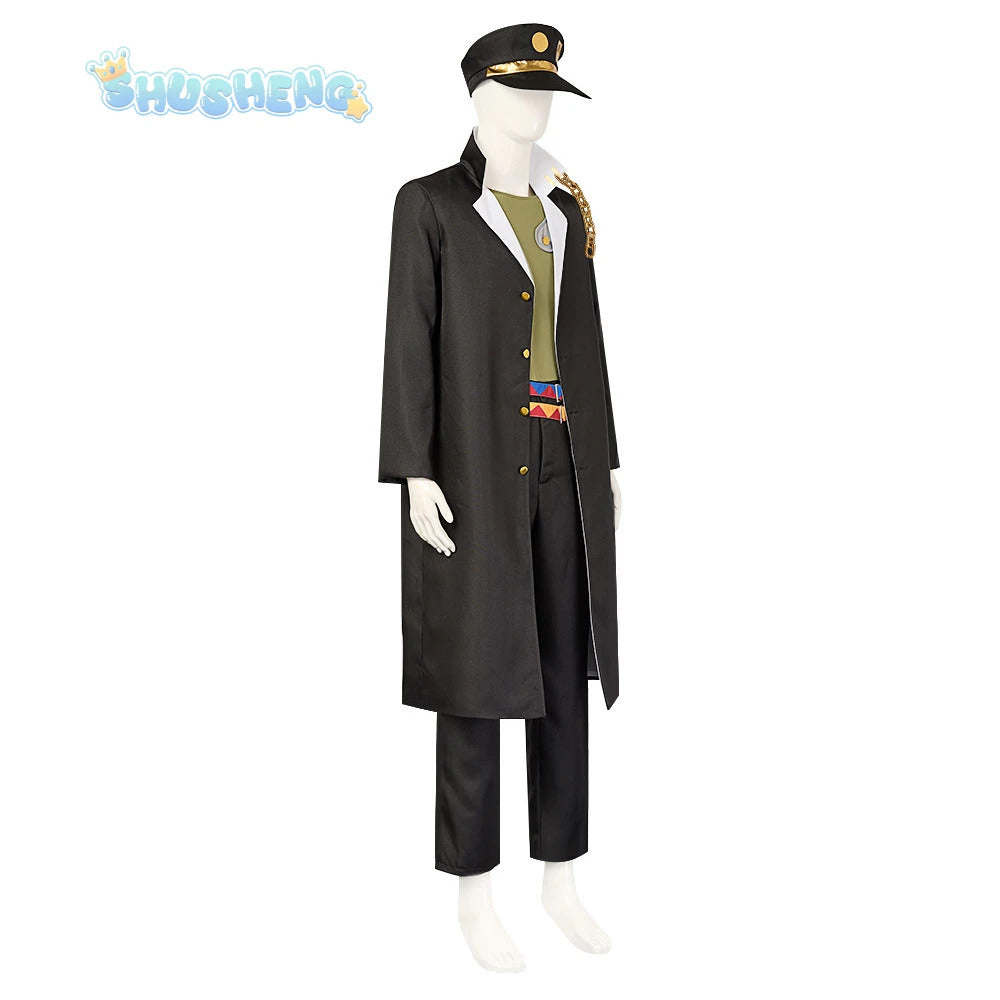 Anime JoJo's Bizarre Adventure Kujo Jotaro Cosplay Costume Hat vest coat belt Halloween carnival Woman man full set uniform