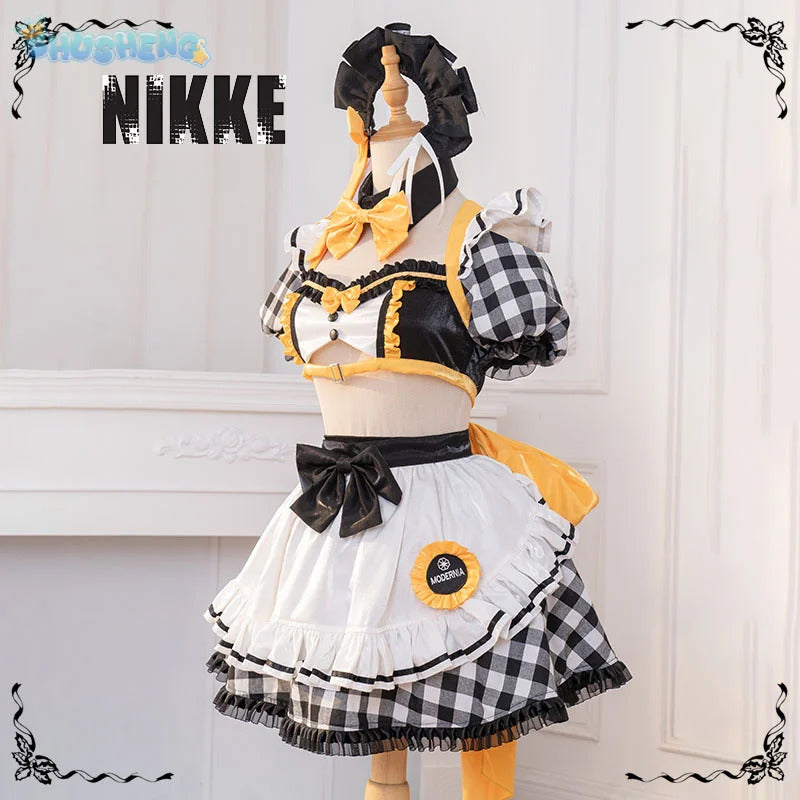 Goddess of Victory: Nikke Modernia Cosplay Marian Costume Sweet maid Lolita dress headband necklace prop Halloween women set