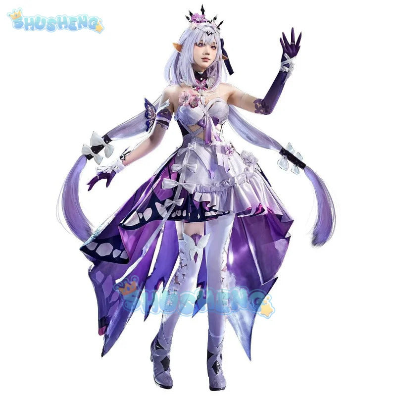 Shusheng Honkai Star Rail Castorice Cosplay Costume Dress Headwear Earrings Halloween Party for Women Girls Carnival Cos Props