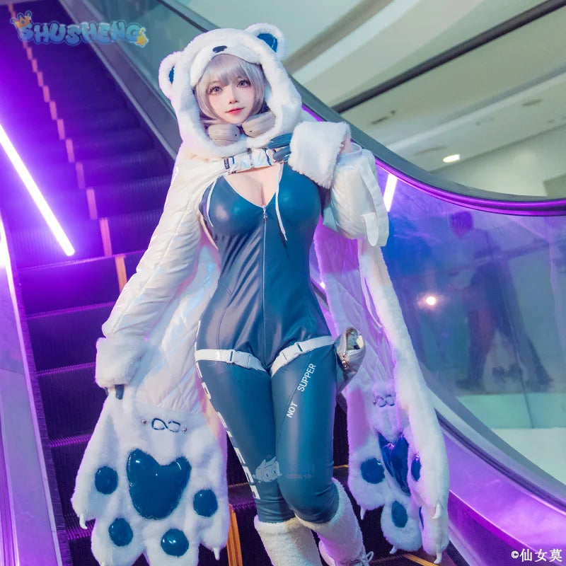 Shusheng-R Game NIKKE:The Goddess of Victory Neve Cosplay Costume Tight leather jumpsuit coat hat Halloween carnival sweet uniform Neve set