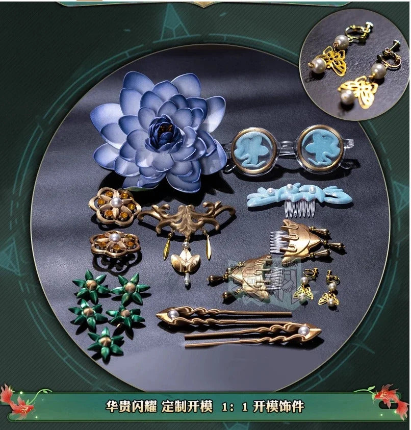 Shusheng-R Identity Ⅴ Emily Dyer Doctor Lydia Jones Cosplay Costume Halloween carnival Gorgeous Chinese style dress accessories prop set