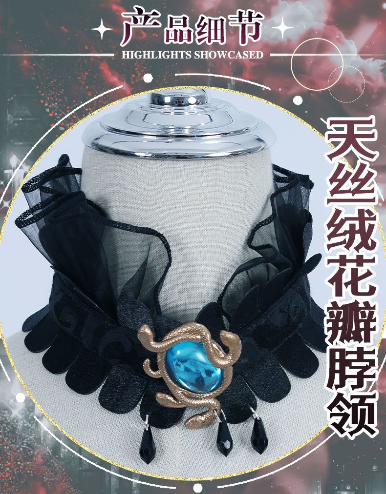 Fiona Gilman Priestess Cosplay Game Identity V Women Costume Black Dress Priestess Crismon Cosplay Wig