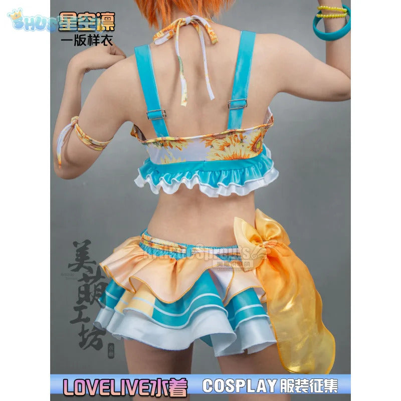 Anime LoveLive! Rin Hoshizora Cosplay Costume Women Halloween Party Sweet Top Skirt Headwear Set Summer Vacation Beach swimwear